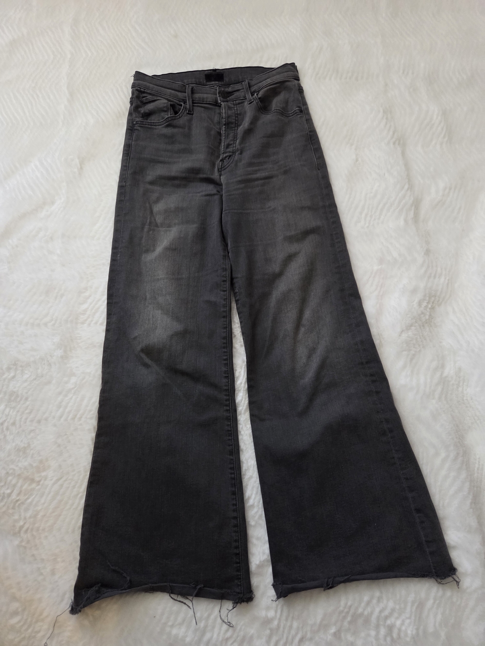 MOTHER Black Wide-Leg High-Rise Jeans